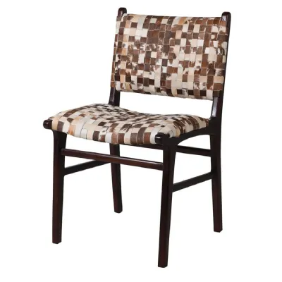 Mixed Brown Leather Dining Chair
