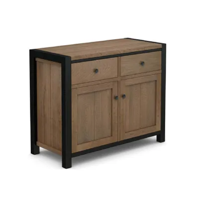 Industrial Oak 2 Drawer 2 Door Sideboard with Black Metal Frame