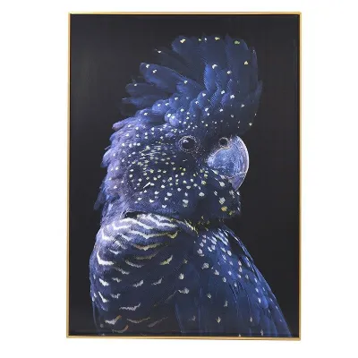 Large Modern Framed Blue Parrot Wall Art Picture