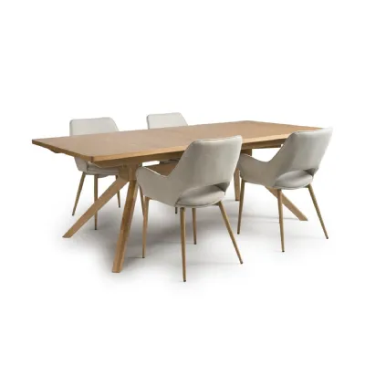 Natural Fabric Wing Armed Dining Chair Narrow Wooden Legs