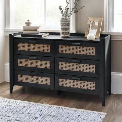 Sydney 6 Drawer Wide Chest Black Ash