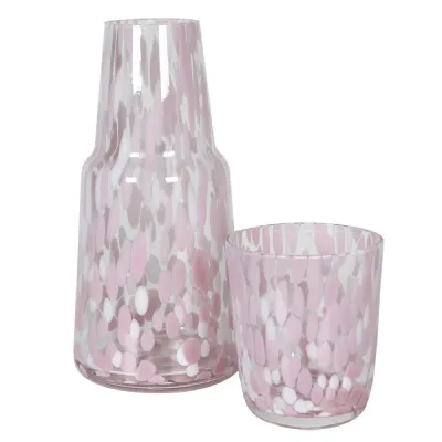 Pink Glass Carafe & Tumble