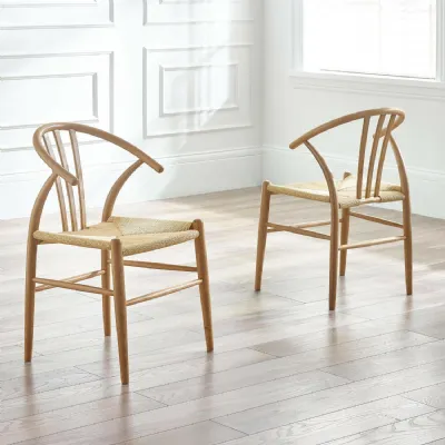 Set of 2 Symi Natural Oak Dining Chairs