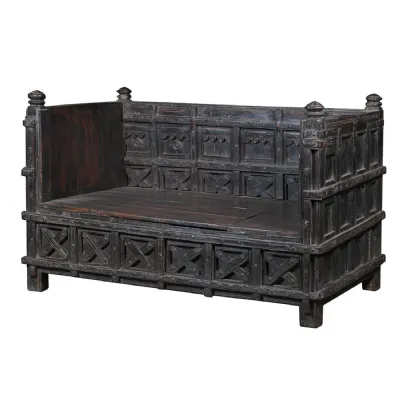 Blue Wooden Pitara Bench