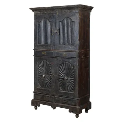 Black Wash Wooden Almirah