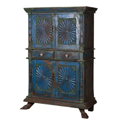 Blue Wash Wooden Almirah