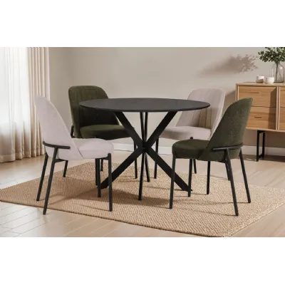 Smoke Melamine Top Round Crossleg Small Dining Table 110cm