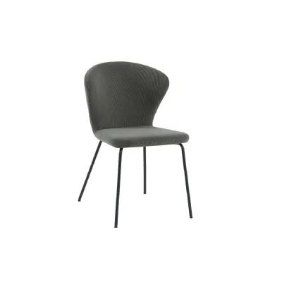 Dark Grey Fabric Curved Back Dining Chair