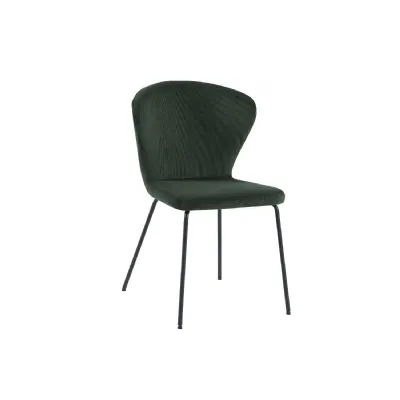 Green Fabric Curved Back Dining Chair with Metal Legs