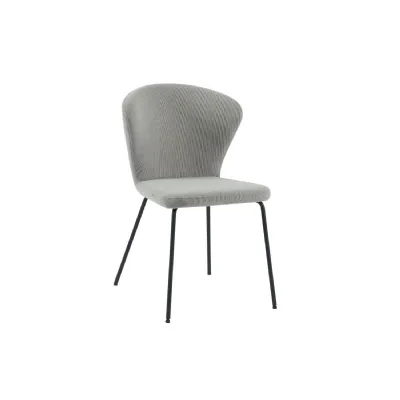Stone Fabric Curved Back Dining Chair with Metal Legs