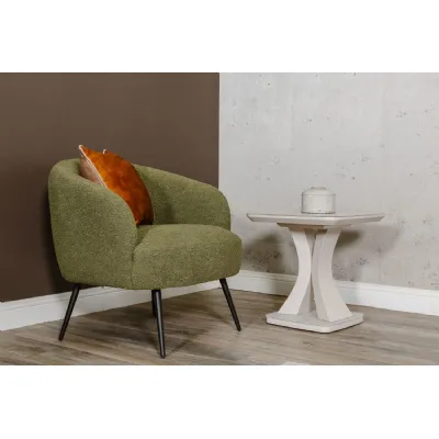 Olive Green Fabric Curved Back Accent Chair with Metal Legs