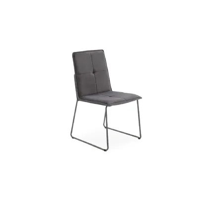 Grey Velvet Dining Chair Black Metal Frame