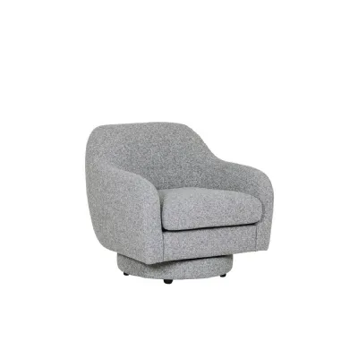Grey Textured Fabric Swivel Accent Chair