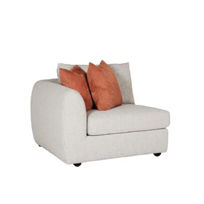 Natural Fabric Left Hand Facing Arm Sectional with Cushions