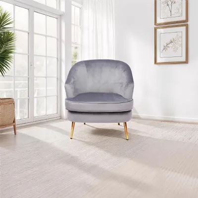 Loretta Armchair Grey Velvet Padded Cushioned Tub Chair