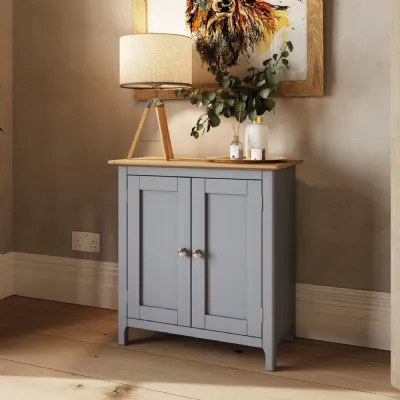 Taberno Oak 2 Door Compact Sideboard Dove Grey
