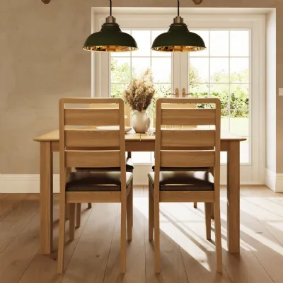 Taberno Oak Dining Chairs Ladder Back Cushioned Pair of 2