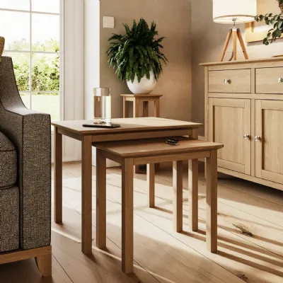 Taberno Oak Nest Of 2 Tables Natural Oak