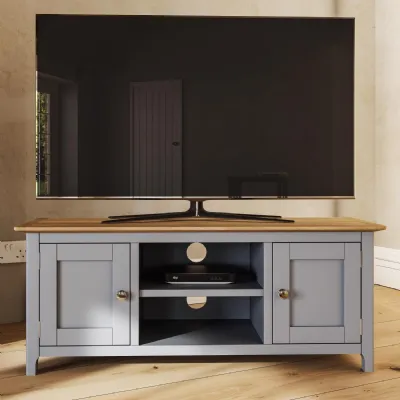 Taberno Oak 2 Door TV Unit Dove Grey