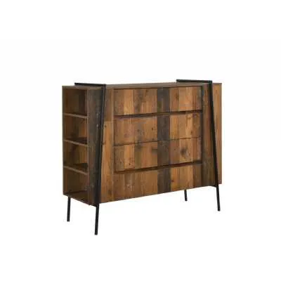 Modern Style Oak Wood 4 Drawer 8 Shelf Living Room Chest Of Drawers 103 x 120cm