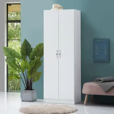 White Double Wardrobe 180cm Tall 60cm Wide