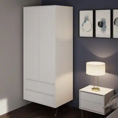 White Double Narrow Wardrobe