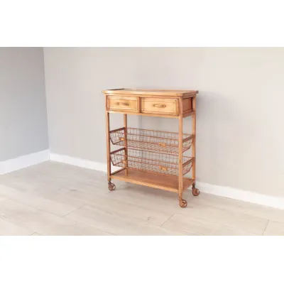 Antique Copper Steel 2 Drawer Kitchen Trolley