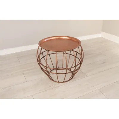 Antique Copper Steel Basket Design Large Round Coffee Table