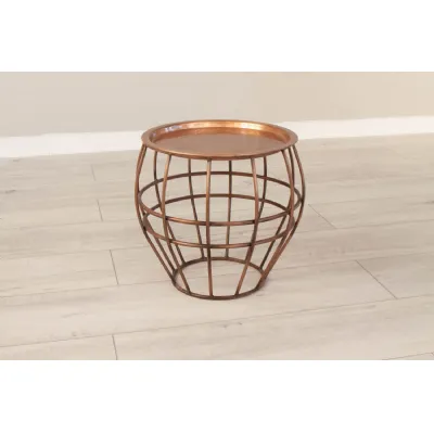 Antique Copper Steel Basket Design Small Round Coffee Table