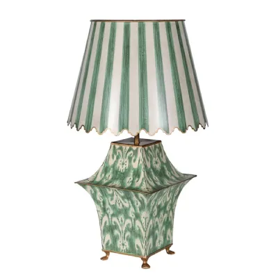 Forest Green Metal Ikat Table Lamp