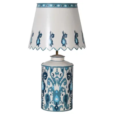 Blue Metal Ikat Table Lamp with Shade