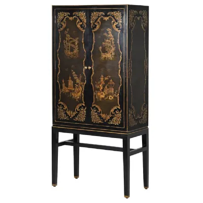 Black Oriental Deco Drinks Cabinet