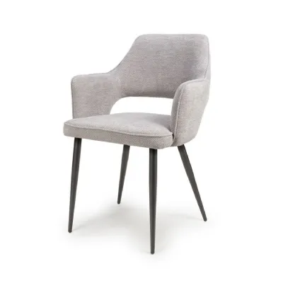 Pewter Fabric Curved Back Dining Chair with Black Legs