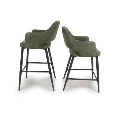 Dark Grey Fabric High Counter Bar Stool Chair Black Metal Legs