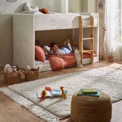 Teddy Upholstered Bunk Bed Cream Boucle