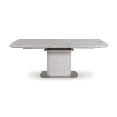 White Marble Effect Wooden Large Dining Table with Extension