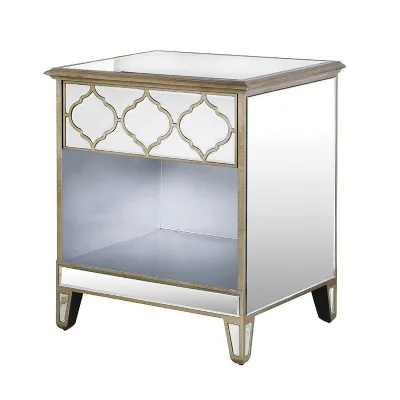 Mirrored Moroccan Gold Bedside Table