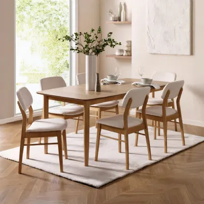 Theia Set of 2 White Boucle Upholstered Dining Chairs