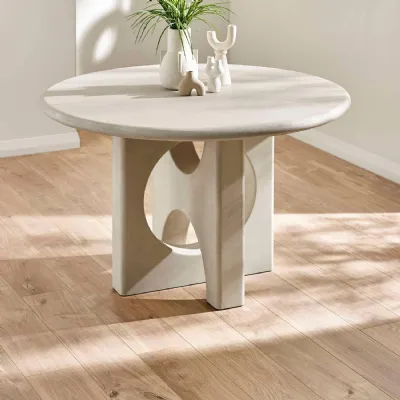 Thyra Round 4 Seater Dining Table Grey Stone Effect