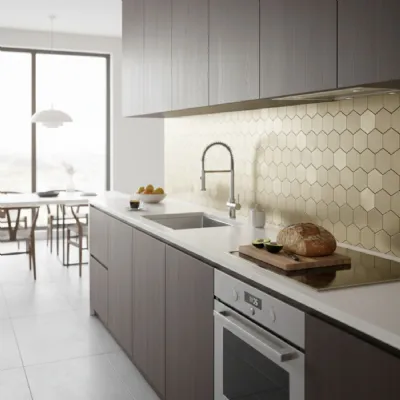 Gold Self Adhesive 30cm x 30cm Hexagon Wall Tiles Pack of 10