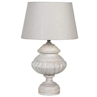 White Wash Lamp With Linen Shade
