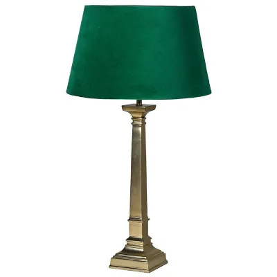 Elegant Brass Gold Table Lamp With Emerald Green Velvet Shade 75cm Tall