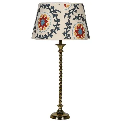 Slim Brass Lamp With Crewelwork Shade