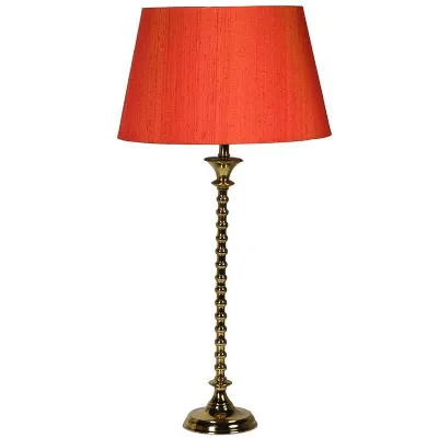 Brass Lamp With Orange Silk Shade