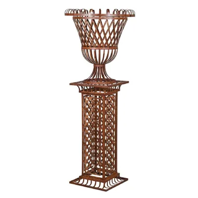 Rustic Wire Planter On Plinth