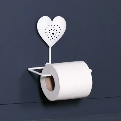 White Heart Toilet Roll Holder