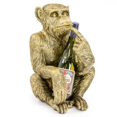 Gold Sitting Monkey Bottle Holder