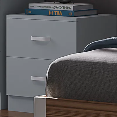 Tunis 2 Drawer Bedside Table Matt Grey