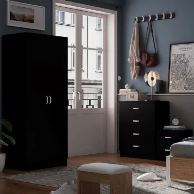 Tunis 2 Door Wardrobe Matt Black