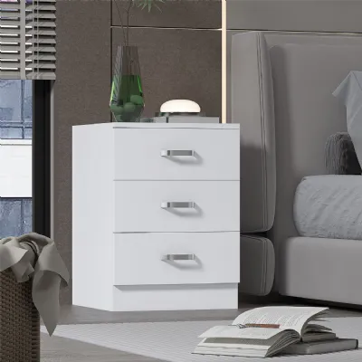 Tunis 3 Drawer Bedside Chest Matt White